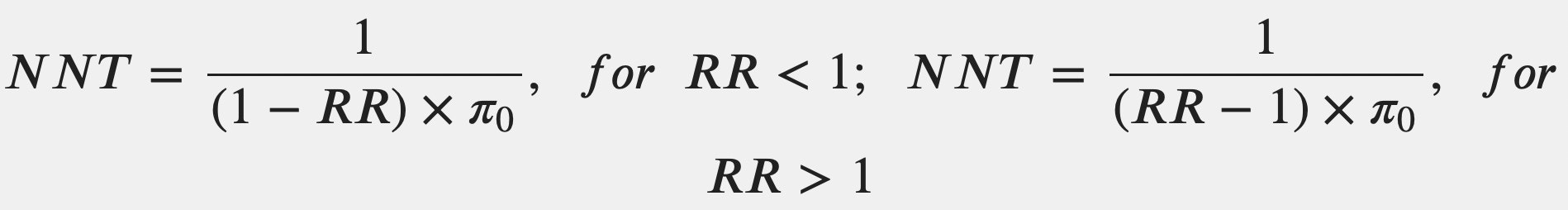 NNT and NNH Formulas