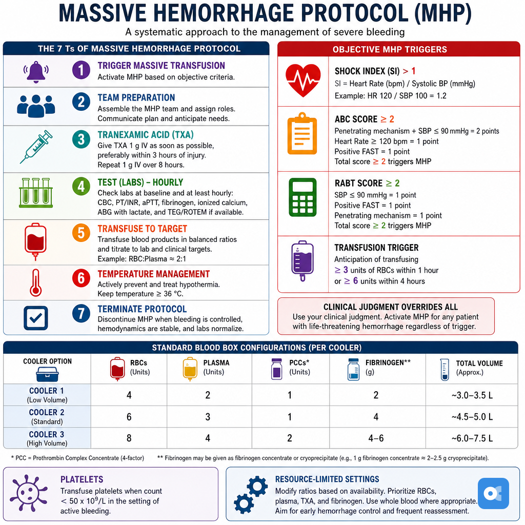 Massive Hemorrhage Protocol: Triggers, 7Ts, Blood Box