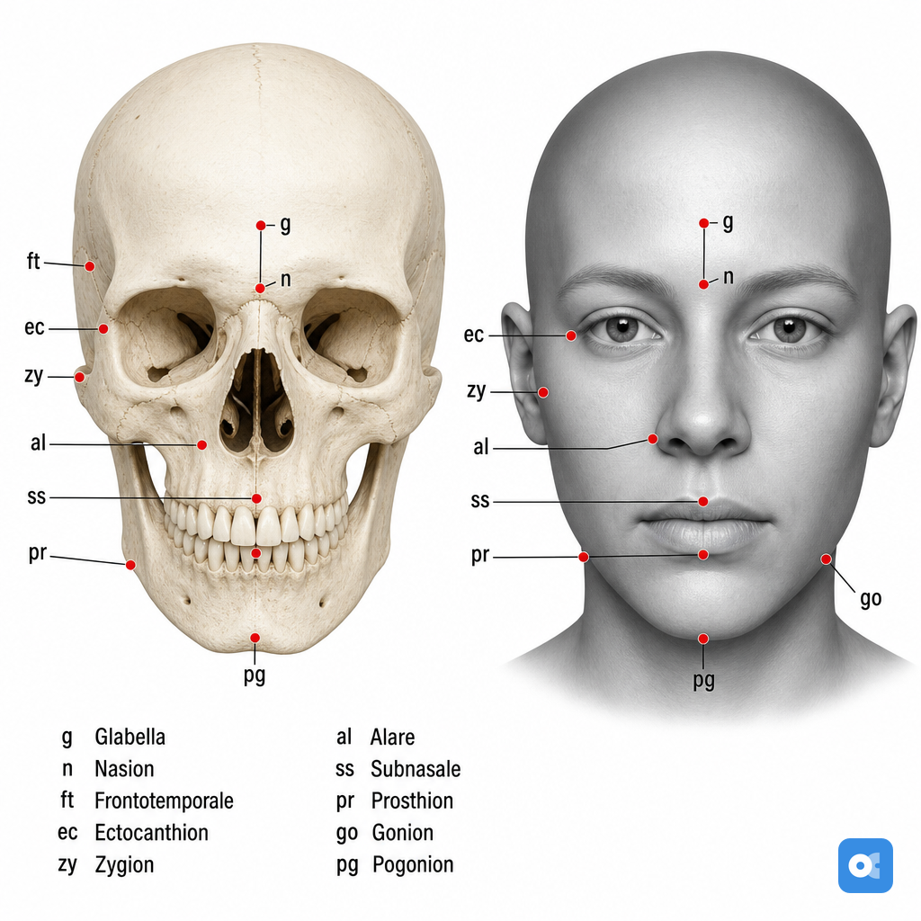 Craniofacial landmarks for forensic anthropology