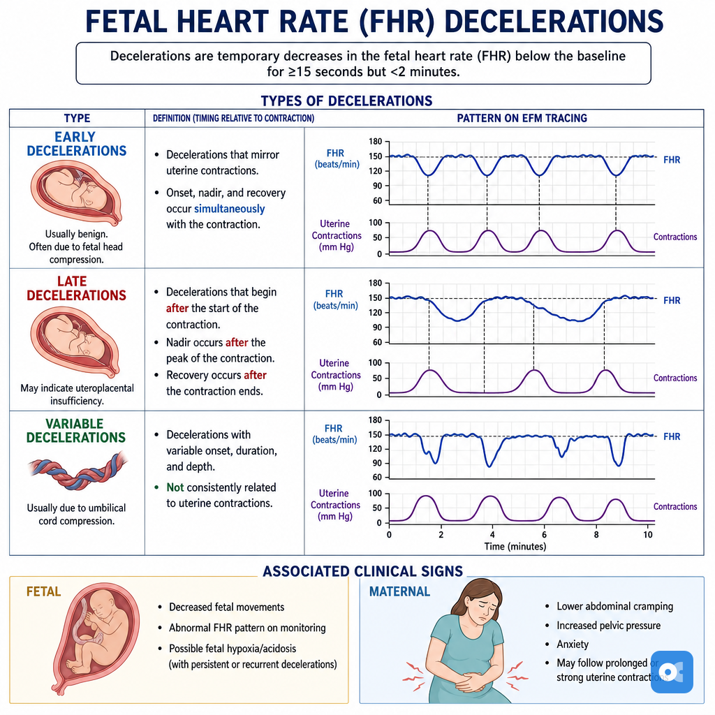CTG tracings: early, late, variable decelerations