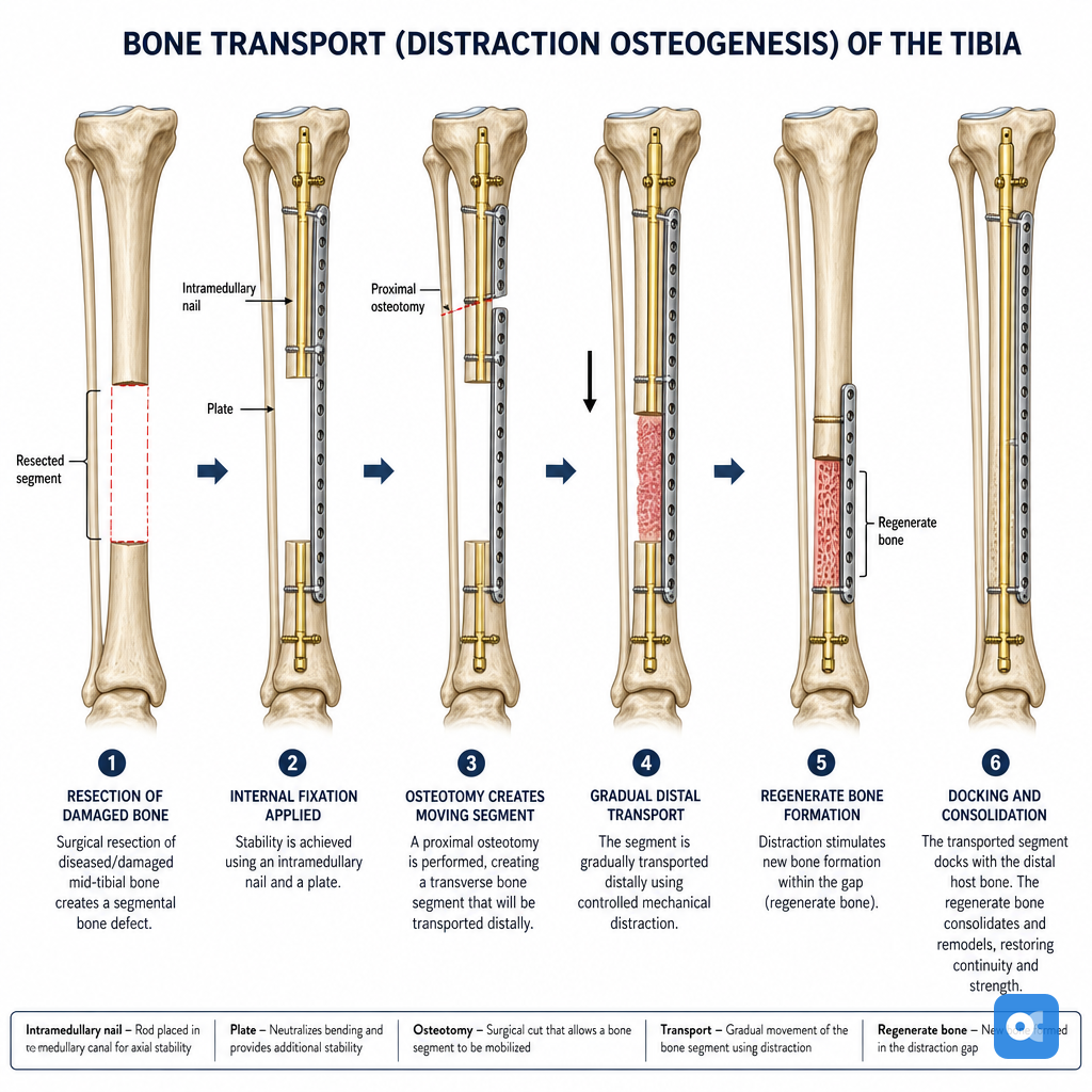 Bone Transport in Tibia with Internal Nail