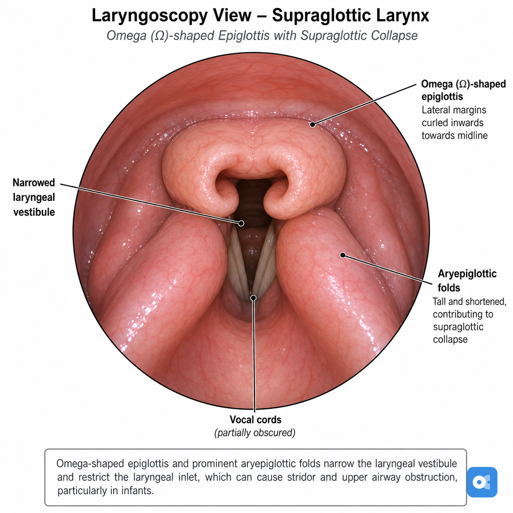 Omega-shaped epiglottis and tall aryepiglottic folds