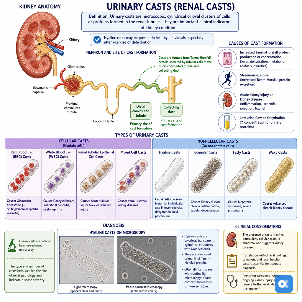 Urinary Casts: Types, Causes, Background, and Diagnosis