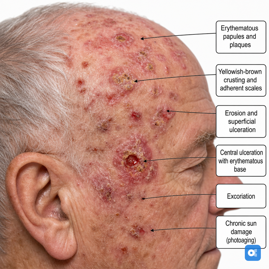 Multiple actinic keratoses on sun-exposed skin