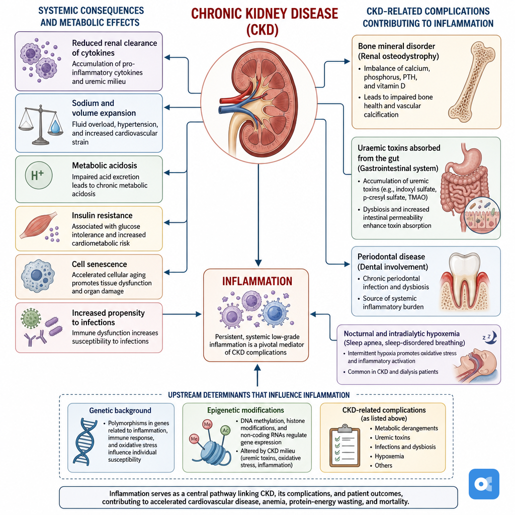 Diagram showing uremic toxin effects on multiple organ systems