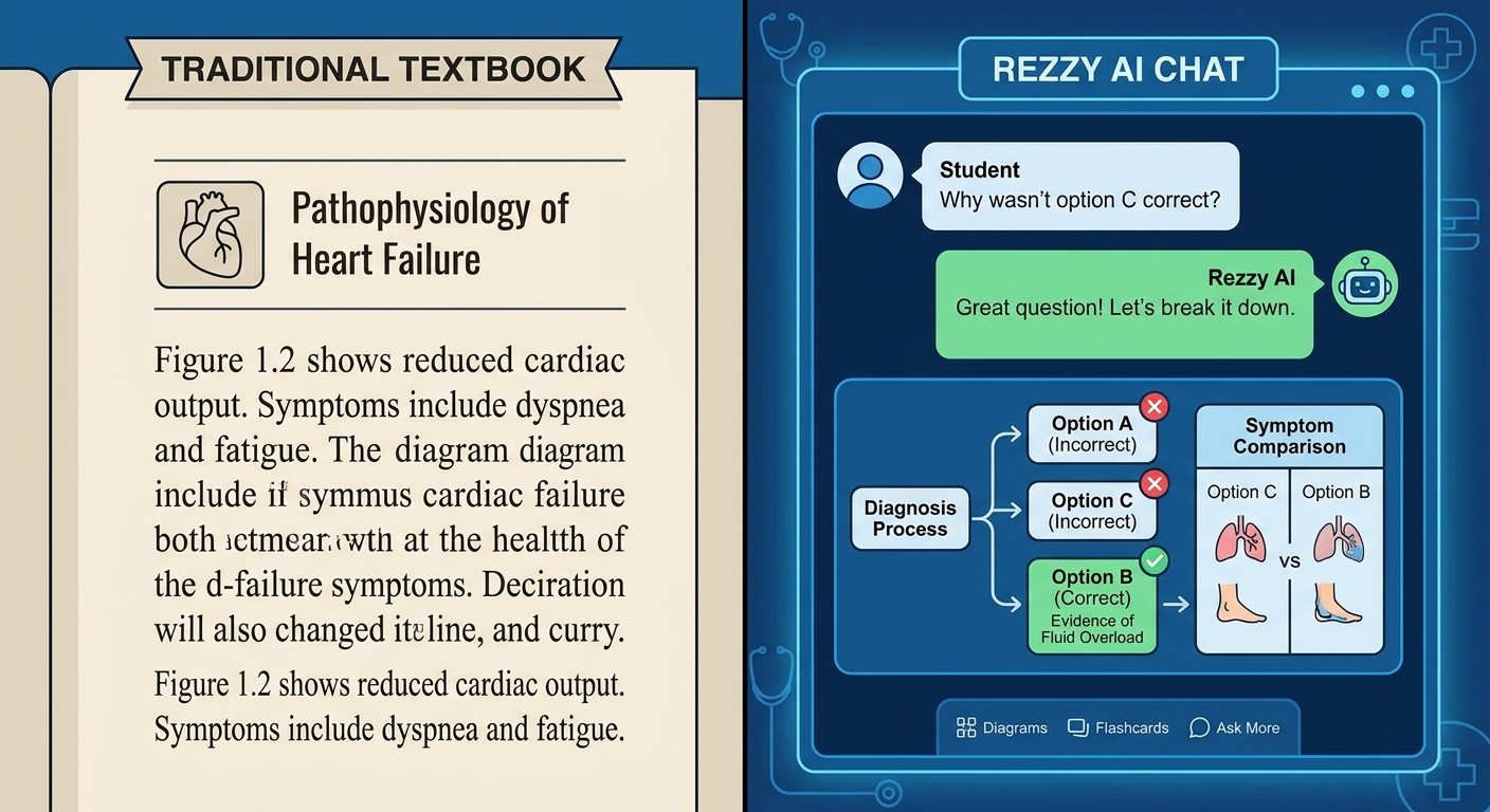 Interactive AI explanation chat showing clinical reasoning breakdown