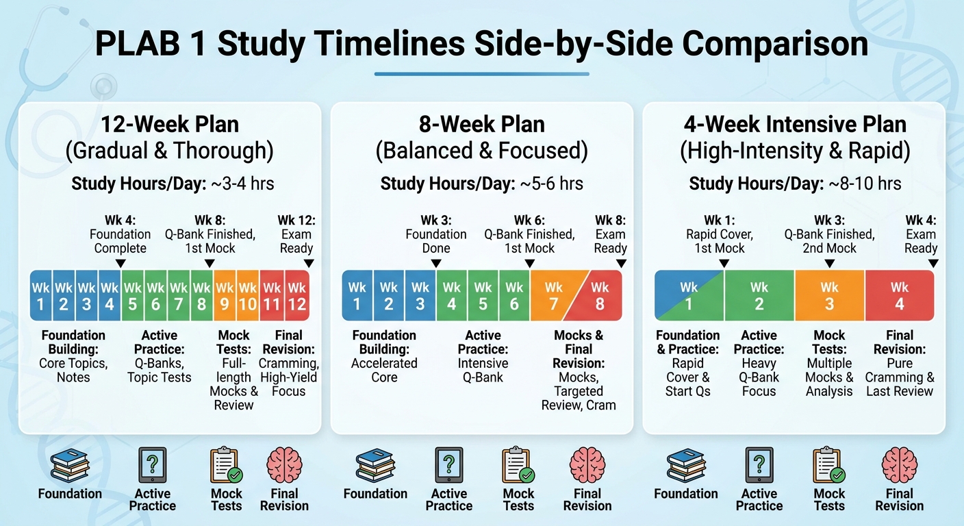 PLAB 1 Study Plan Timeline Comparison Chart